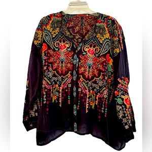 Johnny Was Embroidered Tunic-Style Top